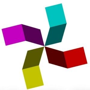 Formas geométricas coloridas em arranjo circular