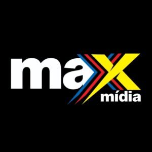 Logotipo maX mídia em fundo preto